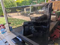 Front view of 48-inch flat screen TV showing bezel and stand