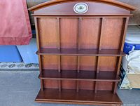 Front view of wooden display rack