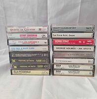 Front view of all 16 cassette spines arranged in two stacks