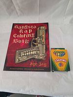 Front cover of book and Crayola box