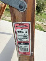 Close-up of Werner label showing model, size, capacity