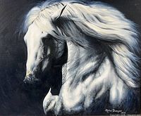 close view of horse head and mane showing painting detail