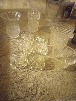 Group shot of all crystal pieces on carpet