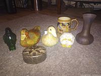 All seven items grouped on carpet