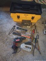 Group shot of toolbox and all hand/power tools laid out