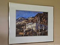 Front view of framed Ken Huxley painting showing artwork and mat