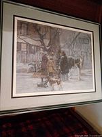 Full view of framed winter scene print