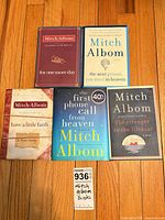 Front covers of all five Mitch Albom paperback books