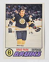 Front view of Brad Park Bruins trading card