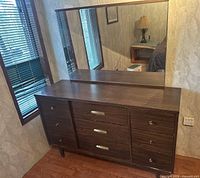 Dresser with attached mirror angled view