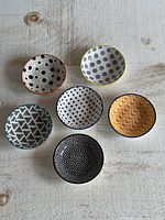 All six patterned dip bowls arranged top down
