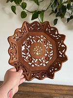 Top view showing overall shape, scalloped rim and inlay