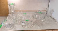 Group shot of all crystal and glass pieces on countertop