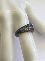 Ring profile showing blue sodalite inlay on sterling silver band