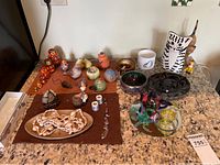 Full view of all decorative items on countertop