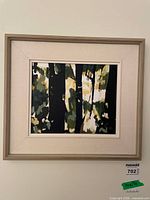 Full view of framed abstract forest painting