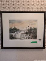 Framed watercolour painting with mat showing full artwork and frame