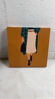 Front view of square canvas showing full artwork of woman walking