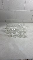 Group view of all glassware on tabletop