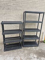 Both shelving units side by side showing overall form and tier count