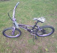 Left side view of entire Inspire purple bicycle