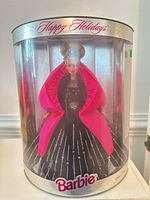 Front view of boxed 1991 Happy Holidays Barbie