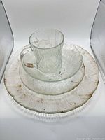Stack of plate, bowl, mug showing pattern and size relation