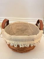 overall view of round basket with liner and handles