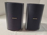Front view of both Aiwa SX-C2500 speakers with grilles and logos visible
