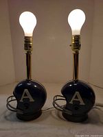 Front view of both helmet lamps lit