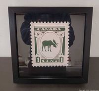 Front view of framed Canadian 1 Cent moose stamp print