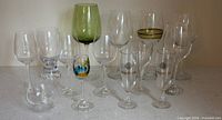 Group shot of all fourteen glasses showing variety