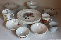 Group shot showing all plates, bowls and mugs