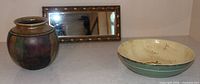 All three items grouped: bowl, vase, mirror tray