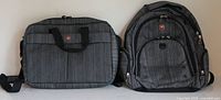 Front view of Swiss Gear laptop briefcase and backpack