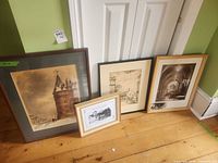 Group shot of all four framed art pieces leaning against wall