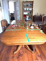 Top view of dining table showing finish and overall size