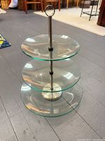 Full view of assembled three-tier glass tray