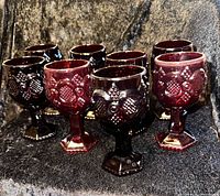 Group of eight cordial glasses front view
