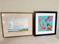 Both framed Tom Smith watercolor paintings front view