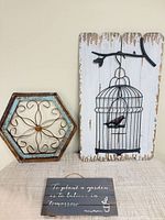 Front view of all three wall decor pieces