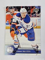 Front view of Connor McDavid trading card