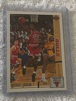 Front of 1991 Upper Deck Michael Jordan card in sleeve
