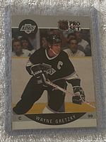 Front of 1990 Pro Set Wayne Gretzky card in sleeve