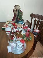 Tabletop view showing all Christmas décor pieces
