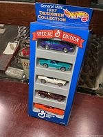 Front of sealed General Mills 1997 Designer Collection Special Edition Hot Wheels 5-car set