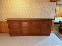 front view of pine louvre sideboard closed
