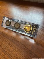 Front view of Mikasa Solitaire crystal desk clock with thermometer and hygrometer