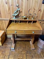 Front view of the writing desk showing drawers, organizer and overall construction