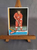 Front view of Guy Charron card on small easel